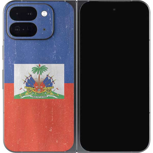 Haiti Flag Distressed Google Pixel 9 Pro Fold Skin
